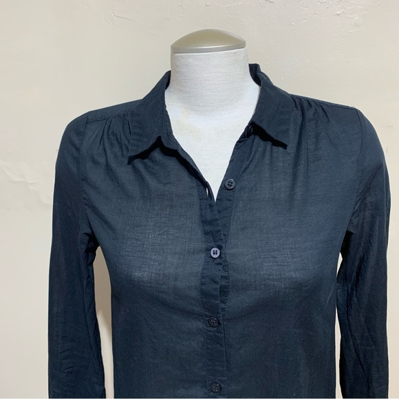 EUC H&M Women’s Lightweight Black Button Down Full Length Cotton Longsleeves Top - Picture 3 of 15